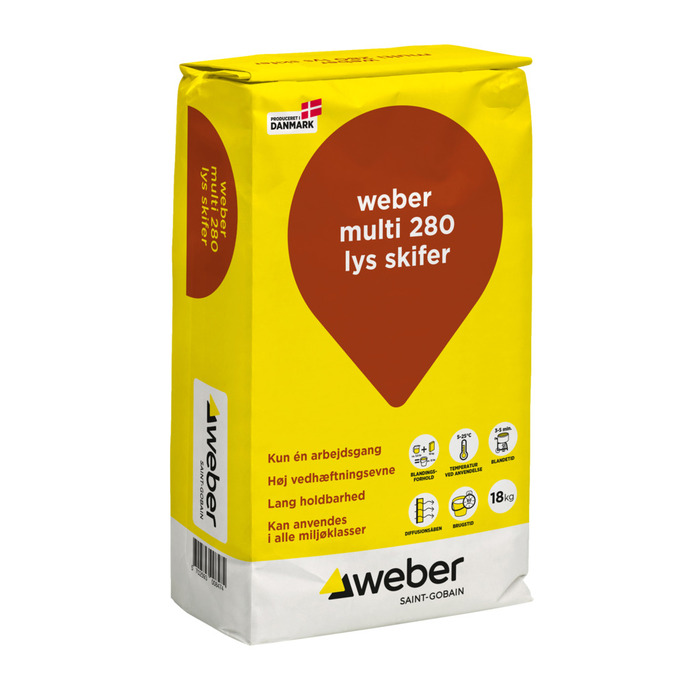 Weber Multi 280 Farvet hæftemørtel Lys skifer 18 kg